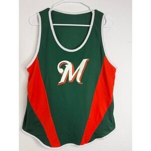 Game Gear Mens Green Orange Colorblock M Logo Athletic Tank Top Jersey Medium